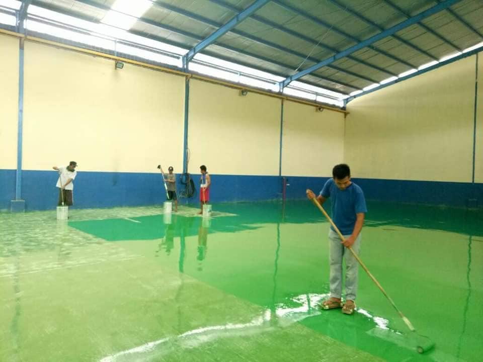 Hình ảnh thi công sơn nền nhà xưởng